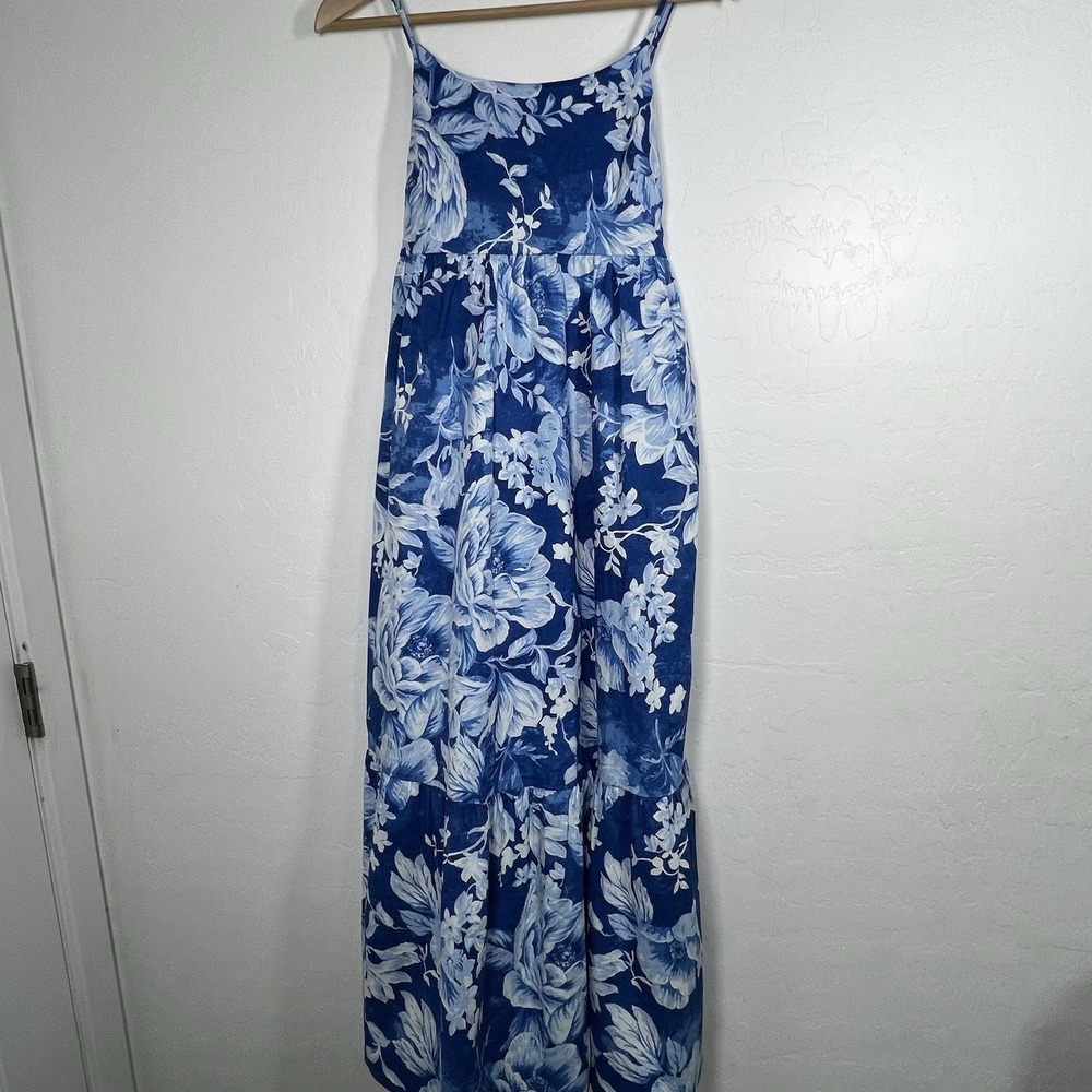 Joie Floral‎ Print Sleeveless Tiered Maxi Dress Womens Blue SZ 2 Cotton NWT